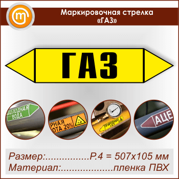Маркировочная стрелка «ГАЗ» (P.4 = 507х105 мм, самоклеящаяся плёнка)